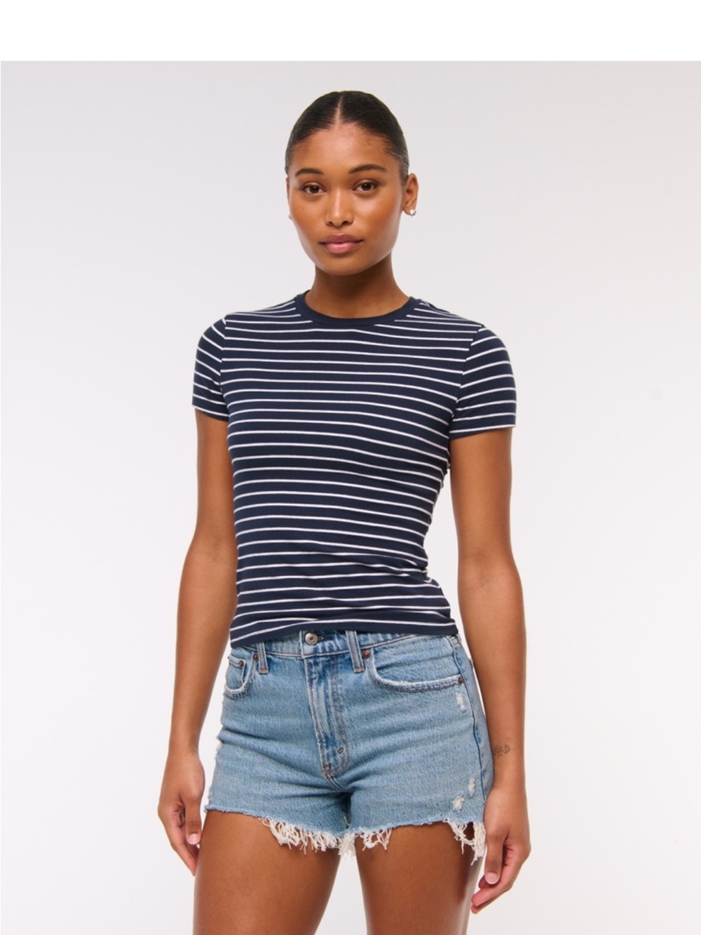 Abercrombie & Fitch Distressed Light Blue Denim Shorts